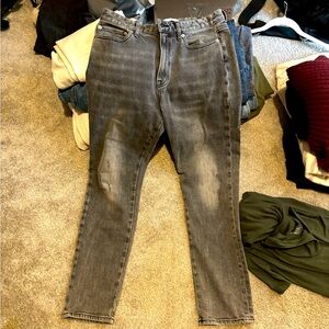 Distressed Black Straight Leg